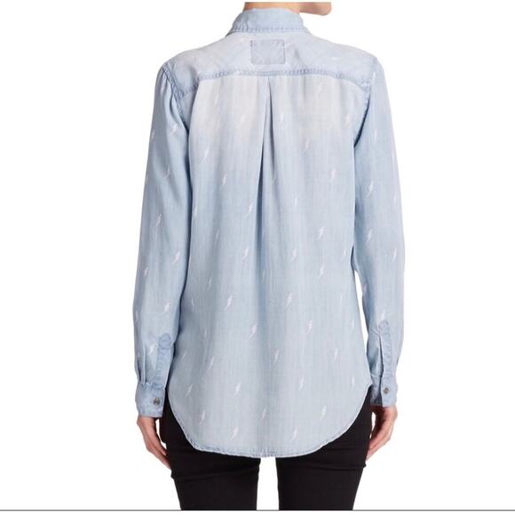 Rails Womens Chambray Blue Carter Lightning Bolt Long Sleeve Button Down Medium - Picture 2 of 12